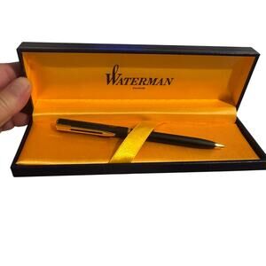 Waterman Paris Matte Black Gold Trim Ballpoint Pen Box Needs Refill Kelloggs